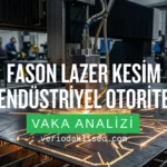 Yüksek hassasiyetli CNC fason lazer kesim makinesi ile endüstriyel metal levha işleme süreci ve kıvılcım detayları.